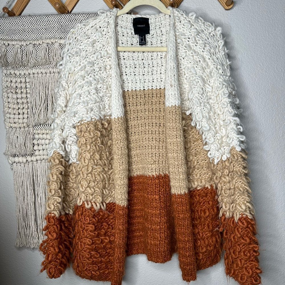 Forever 21 Color-block Fuzzy Sweater